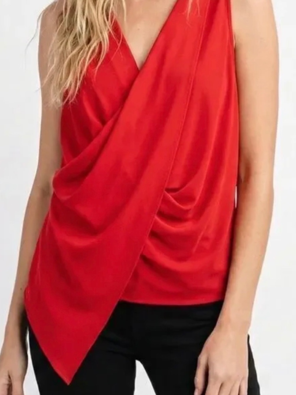 Amanda Uprichard Red 100% Silk Sleeveless Blouse Top Medium